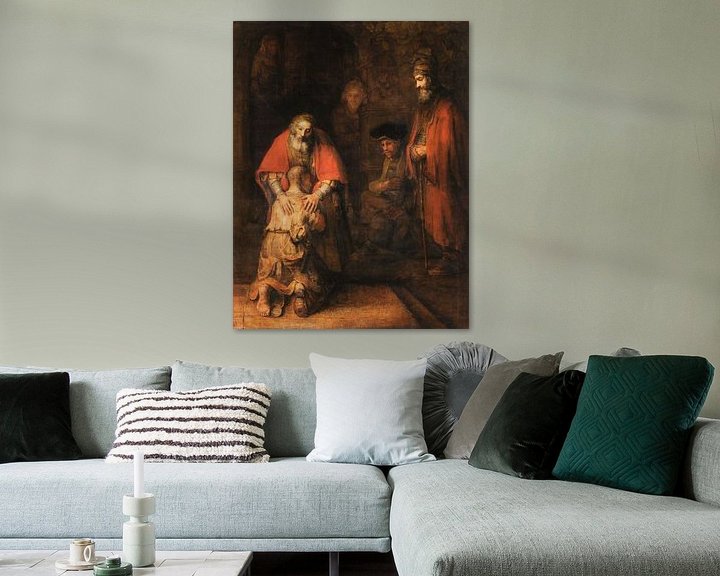 Terugkeer van de Verloren Zoon, Rembrandt van Rijn op canvas, behang